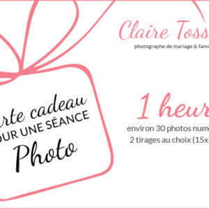 Cartes cadeaux séances photo 1 heure Claire photo