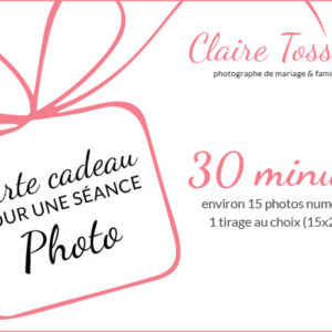 Cartes cadeaux séances photo 30 minutes Claire photo